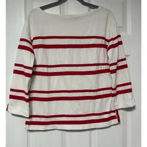 Tory Burch Women's Striped Boat Neck 3/4 Sleeve Top Size Medium